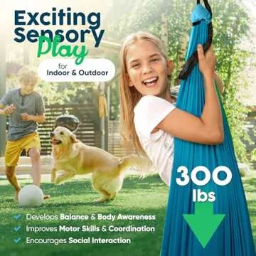 Sensory Swing Indoor Outdoor with 360° Hardware - Holds up to 300 lbs - Calming Therapy Swing for Kids & Adults - Helps with ADHD, Autism, Sensory Processing Disorder - Sturdy Versatile Cuddle Hammock