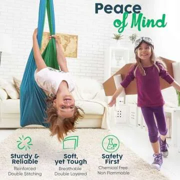 Sensory Swing Indoor Outdoor with 360° Hardware - Holds up to 300 lbs - Calming Therapy Swing for Kids & Adults - Helps with ADHD, Autism, Sensory Processing Disorder - Sturdy Versatile Cuddle Hammock