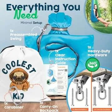 Sensory Swing Indoor Outdoor with 360° Hardware - Holds up to 300 lbs - Calming Therapy Swing for Kids & Adults - Helps with ADHD, Autism, Sensory Processing Disorder - Sturdy Versatile Cuddle Hammock