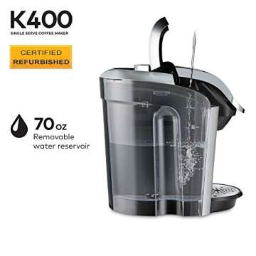 Keurig K400 Coffee Maker, Single Serve K-Cup Pod Coffee Brewer, Programmable Brewer, Black (Renewed)