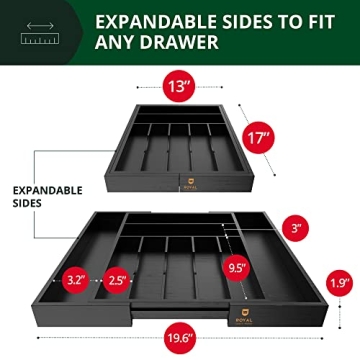 Luxury Bamboo Kitchen Drawer Organizer for Utensils