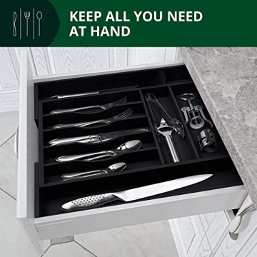 Luxury Bamboo Kitchen Drawer Organizer for Utensils