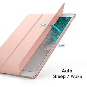 MoKo Case Fit New iPad Air (3rd Generation) 10.5" 2019/iPad Pro 10.5 2017 - Slim Lightweight Smart Shell Stand Cover with Translucent Frosted Back Protector - Rose Gold (Auto Wake/Sleep)