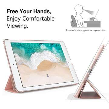 MoKo Case Fit New iPad Air (3rd Generation) 10.5" 2019/iPad Pro 10.5 2017 - Slim Lightweight Smart Shell Stand Cover with Translucent Frosted Back Protector - Rose Gold (Auto Wake/Sleep)
