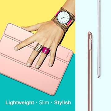 MoKo Case Fit New iPad Air (3rd Generation) 10.5" 2019/iPad Pro 10.5 2017 - Slim Lightweight Smart Shell Stand Cover with Translucent Frosted Back Protector - Rose Gold (Auto Wake/Sleep)