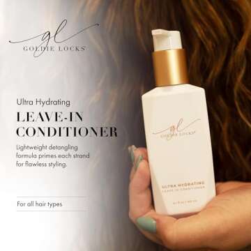 Goldie Locks Ultra Hydrating Leave-In Conditioner | Strengthens Hair & Detangles Unruly Hair | Gives All Day Hydration & UV Protection | Extension & Hair Color Safe, 5.1 Fl Oz