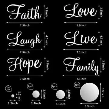 Zonon 3D Acrylic Mirror Wall Decor Stickers - 6 Motivational Words & 26 Circles for Home