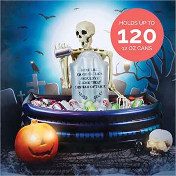 40" Inch Inflatable Graveyard Halloween Candy Holder Bowl - Up to 120 Drink Beverage Cooler and Ice Chest Halloween Party - Inflables De Halloween Enfriador Candy Caldron