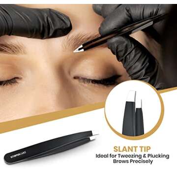 Utopia Care - Professional Stainless Steel Tweezers Set (4-Piece) Black