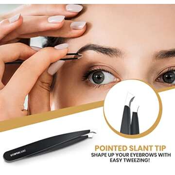 Utopia Care - Professional Stainless Steel Tweezers Set (4-Piece) Black