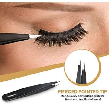 Utopia Care - Professional Stainless Steel Tweezers Set (4-Piece) Black