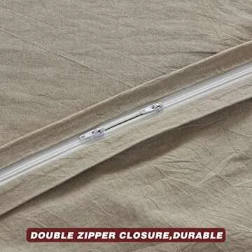 FACE TWO FACE Bedding Duvet Cover Set 3 Pieces 100% Washed Cotton Duvet Cover Linen Like Textured Breathable Durable Soft Comfy (King, Khaki)