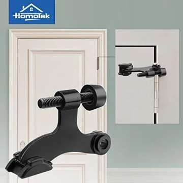HOMOTEK 8 Pack Hinge Pin Black Door Stopper,Adjustable Deluxe Heavy Duty Door Stopper 2-1/2"x1-3/4”,with Black Rubber Bumper Tips