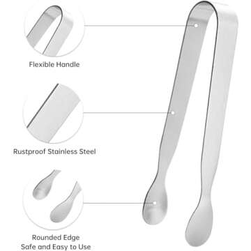 Ice Tongs Sugar Cubes Tongs - Stainless Steel Mini Serving Tongs Appetizers Tongs Small Metal Tongs ...