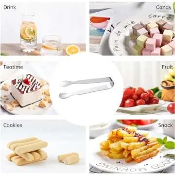 Ice Tongs Sugar Cubes Tongs - Stainless Steel Mini Serving Tongs Appetizers Tongs Small Metal Tongs for Tea Party Coffee Bar (6 PCS)