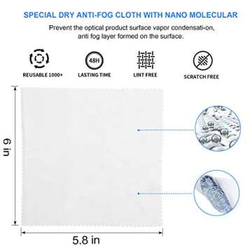 INWISH 3 Pack Reusable Anti Fog Wipes for Glasses