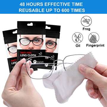 INWISH 3 Pack Reusable Anti Fog Wipes for Glasses