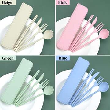 DISSKNIC Travel Utensil Set: Eco-Friendly Cutlery for All