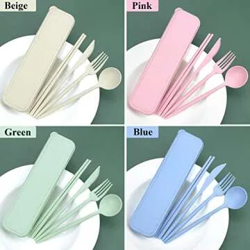 DISSKNIC Travel Utensil Set: Eco-Friendly Cutlery for All