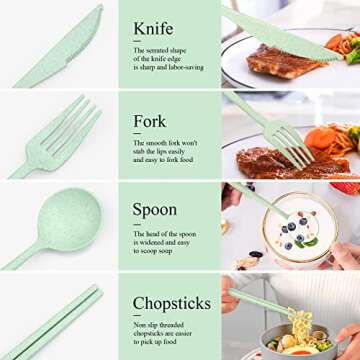 DISSKNIC Travel Utensil Set: Eco-Friendly Cutlery for All