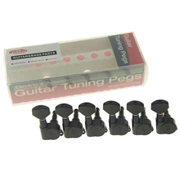 Wilkinson 6 Inline Black E-Z Post Guitar Tuners EZ Post Guitar Tuning Keys Pegs Guitar Machine Heads...