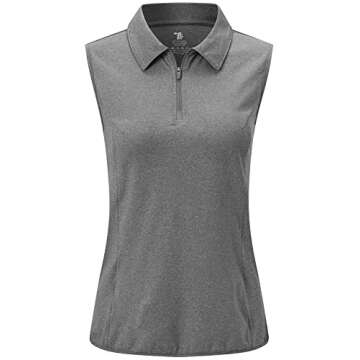 BGOWATU Women's Sleeveless Golf Polo Shirts 1/4 Zip Tennis Tank Tops with Collar UV Protection Dry F...