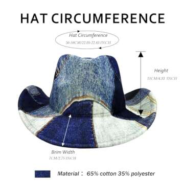 WOTFIM Western Cowboy Hat for Women Man Felt Wide Brim Cowboy Cowgirl Hat for Party Costume Dress Up Cosplay Cowboy Hat Outback Hat-85Navy blue