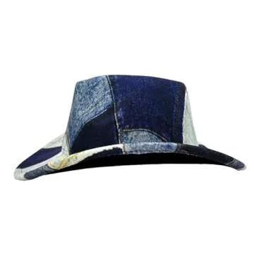 WOTFIM Western Cowboy Hat for Women Man Felt Wide Brim Cowboy Cowgirl Hat for Party Costume Dress Up Cosplay Cowboy Hat Outback Hat-85Navy blue