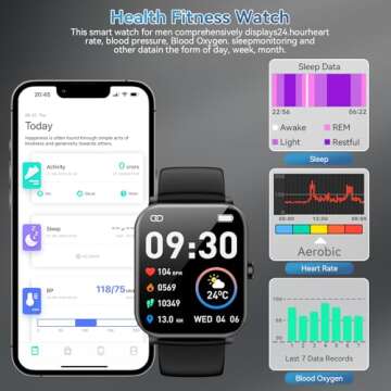 Smart Watch, 1.85" HD Smartwatch for Men Women (Answer/Make Calls), Fitness Watch with Heart Rate/Sleep/IP68 Waterproof/120+ Sports Modes/Spo2 Monitor, Pedometer, Android Smart Watch for Android iOS