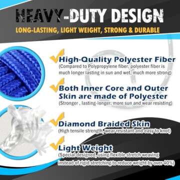 PerkHomy 90 ft 1/4 inch (7mm) Nylon Poly Rope Flag Pole Polypropylene Clothes Line Camping Utility Good for Tie Pull Swing Climb Knot (White)