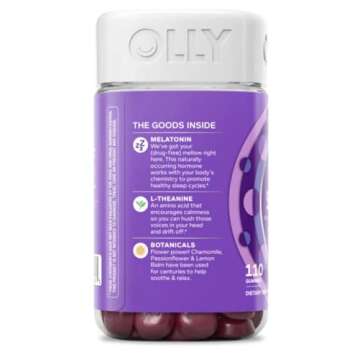 OLLY Restful Sleep Gummy Supplement with Melatonin & L-theanine Chamomile, BlackBerry Zen, (55 Day Supply) Supports A Healthy Sleep Cycle* Packaging May Vary (110 Gummies)