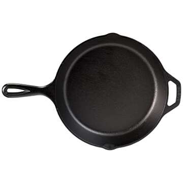 Lodge 10 Inch Cast Iron Chef Skillet. Pre-Seasoned Cast Iron Pan with Sloped Edges for Sautes and Stir Fry.