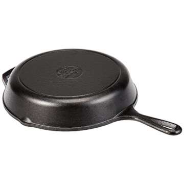Lodge 10 Inch Cast Iron Chef Skillet. Pre-Seasoned Cast Iron Pan with Sloped Edges for Sautes and Stir Fry.