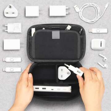 sisma Travel Cords Organizer Electronics Tech Accessories Case Small Carrying Bag for Charging Cables Adapter USB Plugs Power Cords Leads - Grey 1680d Fabrics