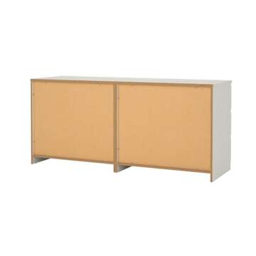 Tvilum 6 Drawer Double Dresser, Bedroom Furniture, Handle-free Drawers, Contemporary, White