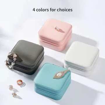 Vee Small Travel Jewelry Case, Mini Jewelry Organizer with Mirror Portable Display Storage Jewelry Box for Earrings, Rings, Necklaces, Bracelet, Valentine's Day for Women Girls (Pink)