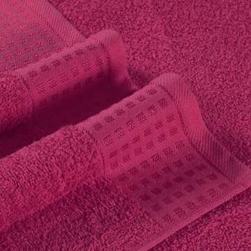 GLAMBURG Ultra Soft 6 Pack Cotton Towel Set - Hot Pink