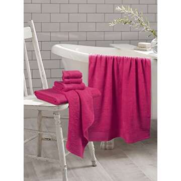 GLAMBURG Ultra Soft 6 Pack Cotton Towel Set - Hot Pink