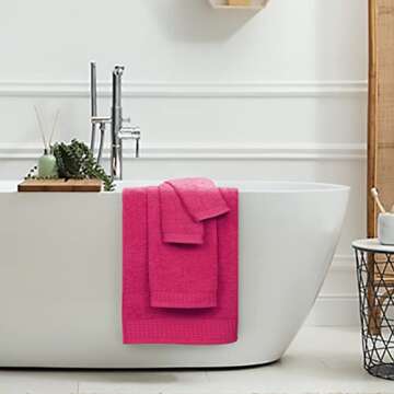 GLAMBURG Ultra Soft 6 Pack Cotton Towel Set - Hot Pink