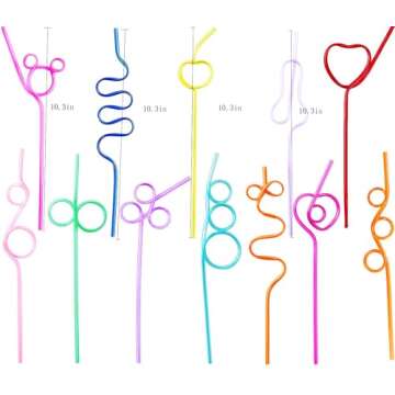 24 Pcs Crazy Straws, Reusable Plastic Loop Curly Fun Straws for Classroom Activities, Valentine’s ...