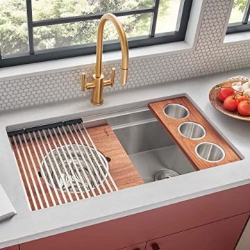Ruvati Dual Tier Workstation Kitchen Sink - 33 Inch Undermount