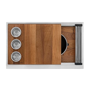 Ruvati Dual Tier Workstation Kitchen Sink - 33 Inch Undermount