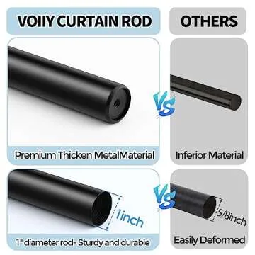 VOIIY Heavy Duty Adjustable Curtain Rods 66-120 Inch