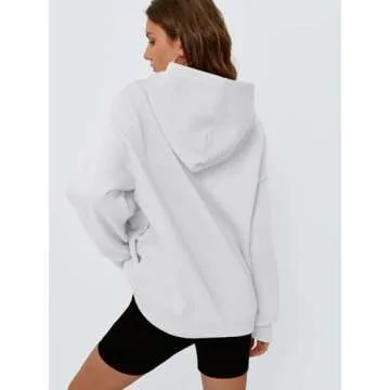 Trendy Queen Womens Oversized Hoodies Fleece Hooded Sweatshirts Casual Pullover Fall Winter Outfits Long Sleeve Tops 2025 White S