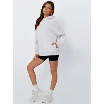 Trendy Queen Womens Oversized Hoodies Fleece Hooded Sweatshirts Casual Pullover Fall Winter Outfits Long Sleeve Tops 2025 White S