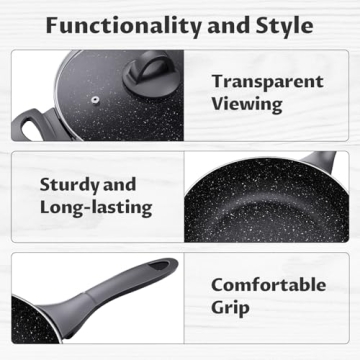 Induction Cookware Pots and Pans Set 10 Piece, BEZIA Dishwasher Safe Nonstick Cooking Pans, Stay-Cool Bakelite Handle, Scratch Resistant Kitchen Sets with Frying Pans, Saucepans & Stockpot (Black)