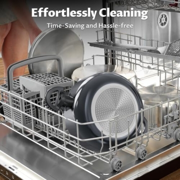 Induction Cookware Pots and Pans Set 10 Piece, BEZIA Dishwasher Safe Nonstick Cooking Pans, Stay-Cool Bakelite Handle, Scratch Resistant Kitchen Sets with Frying Pans, Saucepans & Stockpot (Black)