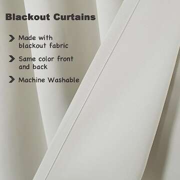 Turquoize Room Darkening Grommet Panels Tripe Woven Textured Soft Curtain Panels Easy Care Solid Thermal Insulated Grommet Light Reducing Curtains/Panels/Drapes for Bedroom (2 Panels, Cream,52x96 in)