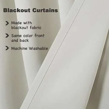 Turquoize Room Darkening Grommet Panels Tripe Woven Textured Soft Curtain Panels Easy Care Solid Thermal Insulated Grommet Light Reducing Curtains/Panels/Drapes for Bedroom (2 Panels, Cream,52x96 in)