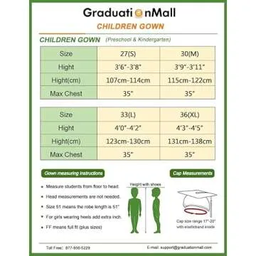GraduationMall Kindergarten Graduation Cap Gown Stole Package with 2025 Tassel, Certificate Royal Small 27(3'6"-3'8")